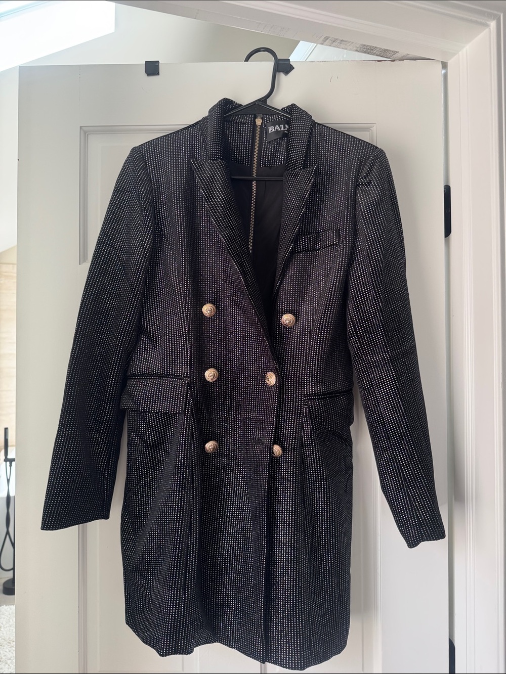 Balmain Black velvet Metallic-Thread Double-Breasted Blazer, vintage style